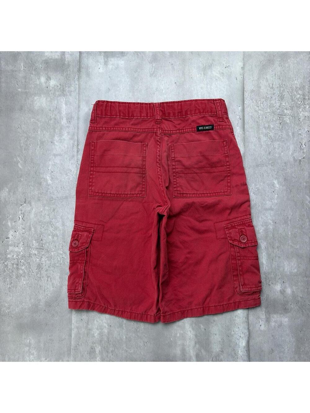 Y2K Red Wrangler Grunge Baggy Cargo Skater Shorts